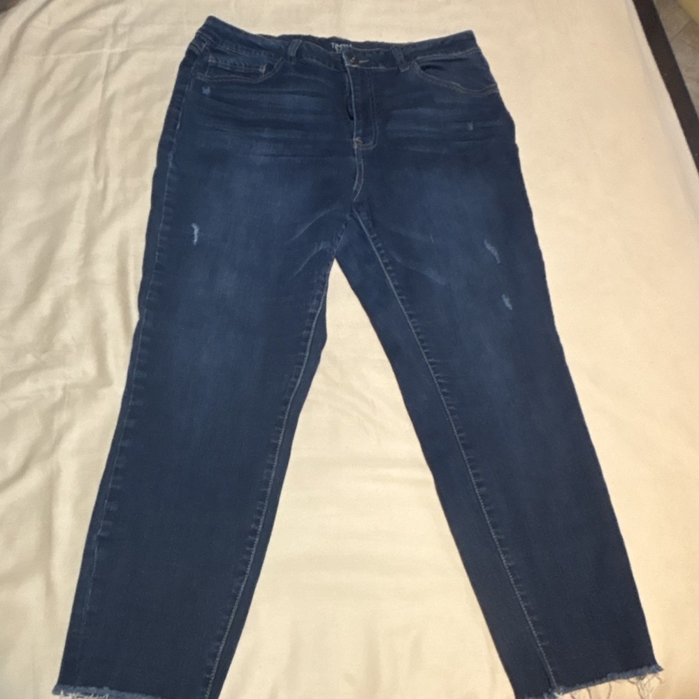 Time and Tru Women's Dark Blue Distressed Skinny Jeans Stretch Denim